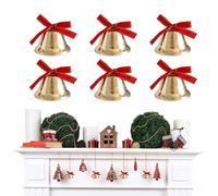 Campanas Doradas de Navidad - Hierro 3 cm | metálicos con Lazos | Guirnalda navideña con campanitas Doradas | Decoración Colgante para árbol, Puerta, Pared y hogar Festivo