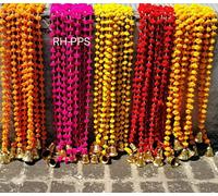Campanas indias hechas a mano con pompón de 1,5 m, paquete de 5 guirnaldas de colores mezclados decoración diwali