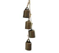 Campanas navideñas - Vintage Christmas Jingle Bells 46cm | Juego de 4 relojes de hierro con acabado de bronce y cuerda colgante, decoración de pared para el hogar, jardín, balcón, terraza
