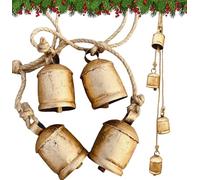 Campanas rústicas para colgar en el árbol de Navidad, grandes campanas de vaca de la suerte hechas a mano, vintage, rústico, metal, tranquilo, campanillas de viento sólidas, decorativas para colgar en