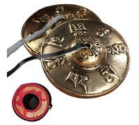Campanas tibetanas Gong, instrumento de percusión de cobre de 2.6 pulgadas con mantra de seis sílabas, campanillas de meditación, incluye estuche para yoga y meditación