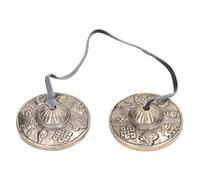 Campanas tibetanas Respicefinem campana de meditación tibetana Tingsha de 7 x 7 x 3 pulgadas pequeña campana de cobre puro doble nepalí hecha a mano instrumento de percusión