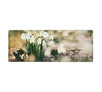 Campanilla de Invierno Silvestre de Primavera,Alfombrilla de ratón Grande para Escritorio, Teclado de Ordenador, Base de Goma Antideslizante, 30 x 80 cm