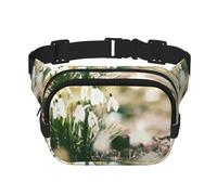 Campanilla de Invierno Silvestre de Primavera,Riñonera Cuadrada de Doble Capa, Bolso de Viaje, Bolso Informal para el Pecho.