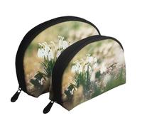 Campanilla de Primavera Salvaje, Bolsa de Maquillaje de Concha, Monedero pequeño para Mujer, Bolsa de artículos de tocador, Bolsa de cosméticos, 2 Piezas