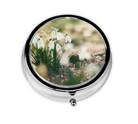 Campanilla de primavera salvaje, Pastillero, Pastillero redondo Pequeño contenedor de pastillas Organizador de pastillas de viaje