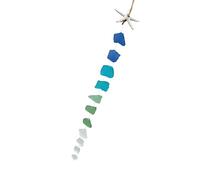 Campanilla de viento de hierba marina multicolor hecha a mano con resina y estrella de mar para la pared de la ventana del hogar y la decoración del jardín al aire libre
