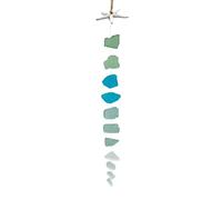 Campanilla de viento de hierba marina multicolor hecha a mano con resina y estrella de mar para la pared de la ventana del hogar y la decoración del jardín al aire libre