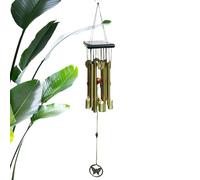 Campanilla de viento de madera, decoración de jardín de mariposa de cobre, campanillas de viento de melodía al aire libre, campanilla de viento decorativa de mariposa para exteriores de 25.6 pulgadas