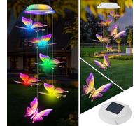 Campanilla Viento Solar, Campanas Viento Luces Solar Cambio Color, Impermeable LED Mariposa Carillón de Vient para Jardín, Carillón Decoración para Exterior Patio Regalo para Mamá