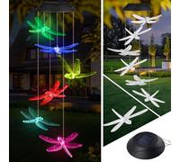 Campanilla Viento Solar, Campanas Viento Luces Solar Cambio Color, Impermeable LED Solar Libélula Carillón de Vient para Jardín, Solar Carillón Decoración para Exteriores Patio Regalo para Mamá