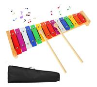 Campanilla, xilófono de madera, xilófono de 15 tonos, botón arcoíris, xilófono con 2 baquetas, instrumento de percusión de madera y aluminio, ideal como regalo para instrumentos educativos (Buntes-1)