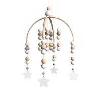 Campanillas de viento con cuentas | Juguetes de bola de fieltro para belén Móvil de estilo nórdico - del techo del dormitorio con la guirnalda de cuentas de madera