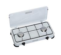 Campart KO-6382 Cocina de Gas para Camping - 2 Quemadores - 2 x 1500 W - Blanca