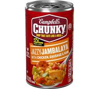 Campbell's Sopa gruesa, Jambalaya Jazzy con pollo, salchicha y jamón, lata de 18.5 onzas