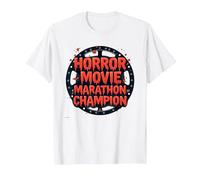 Campeón de maratón de películas de Terror para Hombre de Halloween Camiseta, Hombre, Blanco, XL