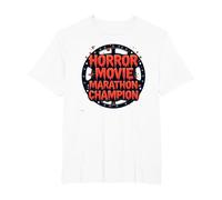 Campeón de maratón de películas de Terror para Hombre de Halloween Camiseta, Hombre Tallas Grandes, Blanco, 6X Alto