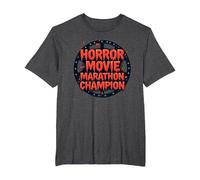Campeón de maratón de películas de Terror para Hombre de Halloween Camiseta, Hombre Tallas Grandes, Jaspeado Oscuro, 5X Alto