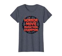 Campeón de maratón de películas de Terror para Hombre de Halloween Camiseta, Mujer, Azul Jaspeado, L