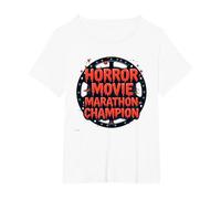 Campeón de maratón de películas de Terror para Hombre de Halloween Camiseta, Mujer Tallas Grandes, Blanco, 3XL Grande
