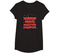 Campeón de maratón de películas de Terror para Hombre de Halloween Camiseta, Niñas, Negro, Grande