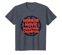 Campeón de maratón de películas de Terror para Hombre de Halloween Camiseta, Niños, Azul Jaspeado, 4 años