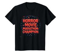 Campeón de maratón de películas de Terror para Hombre de Halloween Camiseta, Niños, Negro, 4 años