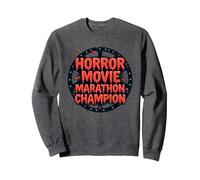 Campeón de maratón de películas de Terror para Hombre de Halloween Sudadera, Unisex para Adultos, Jaspeado Oscuro, S