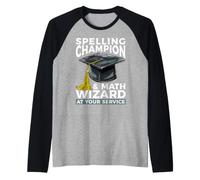 Campeón de ortografía y Mago de matemáticas a su Maestro de Servicio Camiseta Manga Raglan