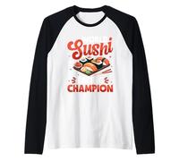 Campeón Mundial de Comer Sushi Camiseta Manga Raglan