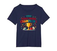 Campeones de Primer Grado de Dream Team Camiseta, Mujer Tallas Grandes, Azul Marino, 1XL Grande