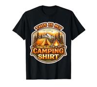 Camper Camp Lover Al Aire Libre Naturaleza Bosque Este Es Mi Camping Camiseta gráfica económica, Hombre, Negro, M
