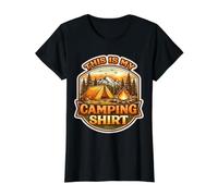 Camper Camp Lover Al Aire Libre Naturaleza Bosque Este Es Mi Camping Camiseta gráfica económica, Mujer, Negro, L