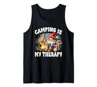 Camper Gnome Grandpa Reading Books And Camping Is My Therapy Camiseta sin Mangas