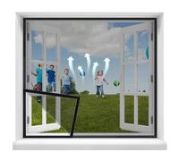 Camper Para Ventanas Mosquiteras 95x115cm para Ventanas de Hasta mosquiteras de micromalla, sin taladrar, con cinta, Negro