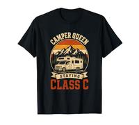 Camper Queen Staying Class C Divertido, Retro, clásico, para Acampar Camiseta