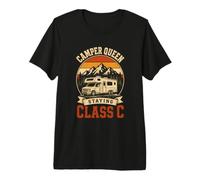 Camper Queen Staying Class C Divertido, Retro, clásico, para Acampar Camiseta Premium