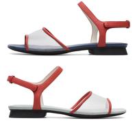 CAMPER Twins - Sandals for Women - Red,White, size 37, Smooth leather/Cotton fabric
