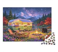 Camper Van Camping Puzzles 1000 Piezas Reciclado Paper Cena de Hoguera Adult Jigsaws Developing Boy & Girl‘s Intelligence Educativo Game for Family 70x50cm/1000pcs