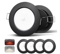 camperxlite 4 Piezas 2.5W Foco Empotrable 12VDC Regulable para Camper, Aluminio Focos LED Interior Techo 24VDC con Luz Roja para Autocaravana, Barco, Tráiler, Baño, Armario, Gabinete, Vitrina, 5000K