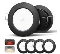 camperxlite 4 Piezas 2.5W Foco Empotrable 12VDC Regulable para Camper, Aluminio Focos LED Interior Techo 24VDC con Luz Roja para Autocaravana, Barco, Tráiler, Baño, Armario, Gabinete, Vitrina, 3000K