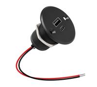 CamperXlite Cargador USB Coche 12 VDC para Autocaravana, Aluminio 24W 2 Puertos de Carga QC 3.0 y PD 3.0 Cargué Rápidamente, Aparato USB 24V para Marina Barco Camione Van