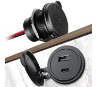 CamperXlite Toma USB 12V en Aluminio, Doble Puerto de Carga rápida 18W QC y 30W PD, estanca al Agua y al Polvo para Autocaravana, Barco, Marina, camión, Remolque, 2 Unidades