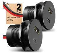 CamperXlite Toma USB de 12V en Aluminio, Doble Puerto de Carga rápida 18W QC y 30W PD Charger Socket, Cargador USB Coche 12volt Autocaravana Marina Barco Camione 2 Paquetes