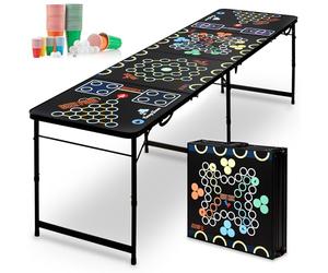 CampFeuer Mesa de Beer Pong | Mesa Plegable Multijuegos 6 en 1 con 106 Piezas | Beer Pong Table for Rage Cage, Drinking Game Set, Schnapspong, Pong Game | Beer Pong Tables, Drinking Game Table, Party