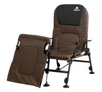 CampFeuer Silla de pesca 2 en 1, silla de camping y tumbona de pesca de altura ajustable, silla plegable para camping, pesca, silla plegable con reposapiés (marrón/negro)