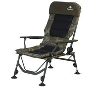 CampFeuer Silla de Pesca Plegable 2 en 1 Camuflaje Verde Oliva | Silla de Camping Regulable en Altura y Tumbona de Pesca | Silla de Viaje, para Camping, Acampada | Silla Reclinable con Reposapiés