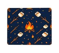 Campfire - Alfombrilla de mouse pequeña para exteriores, diseño de ramas de malvavisco, color azul marino, cuadrado, antideslizante, portátil, mini alfombrilla de mouse de escritorio, accesorios para