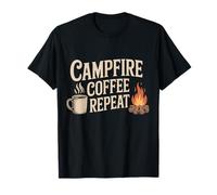 Campfire Coffee Repeat Funny Camping Adventure Vibes Camiseta
