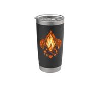 Campfire Fleur-De-Lis Abstract Scouting Logo Art Vaso térmico de acero inoxidable de doble pared